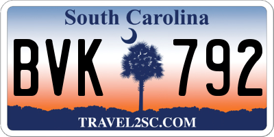 SC license plate BVK792