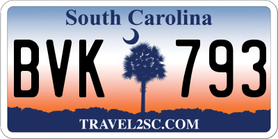 SC license plate BVK793