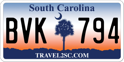 SC license plate BVK794