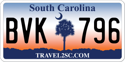SC license plate BVK796
