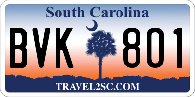 SC license plate BVK801