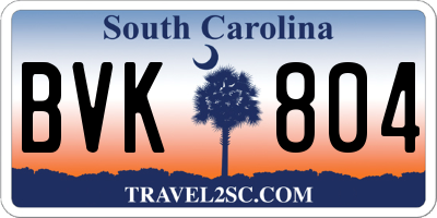 SC license plate BVK804