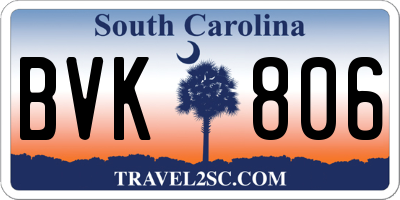 SC license plate BVK806