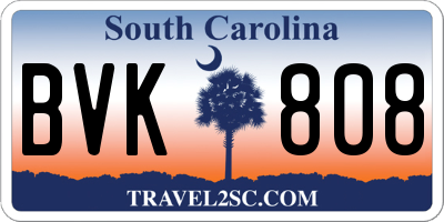 SC license plate BVK808