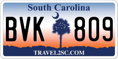 SC license plate BVK809