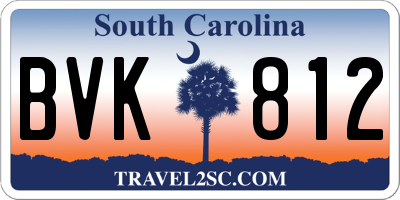 SC license plate BVK812