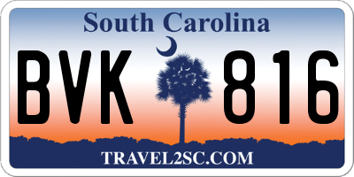 SC license plate BVK816