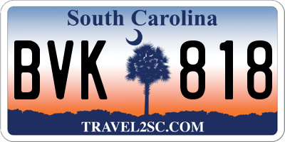 SC license plate BVK818