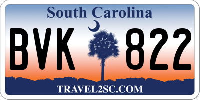 SC license plate BVK822