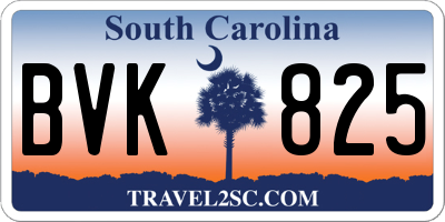 SC license plate BVK825