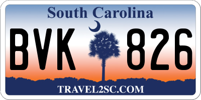 SC license plate BVK826