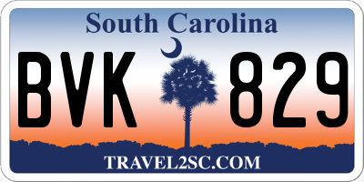 SC license plate BVK829