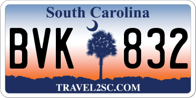 SC license plate BVK832