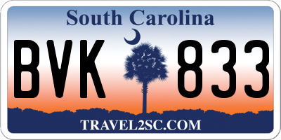 SC license plate BVK833
