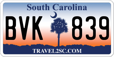 SC license plate BVK839