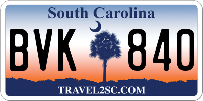 SC license plate BVK840