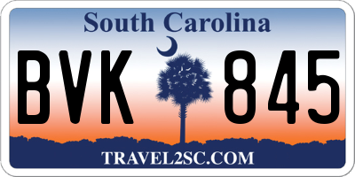 SC license plate BVK845