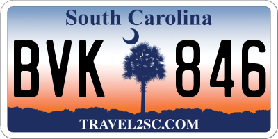 SC license plate BVK846