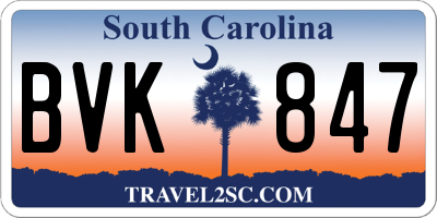 SC license plate BVK847