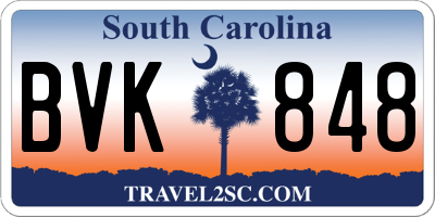 SC license plate BVK848