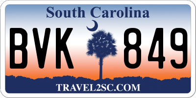 SC license plate BVK849
