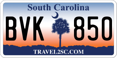 SC license plate BVK850