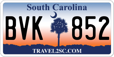 SC license plate BVK852