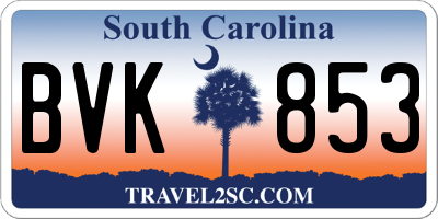 SC license plate BVK853