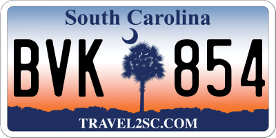 SC license plate BVK854
