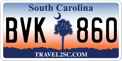 SC license plate BVK860