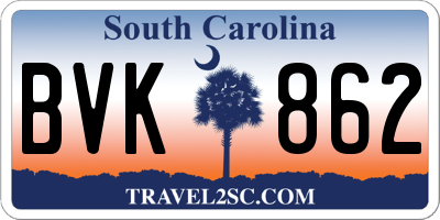 SC license plate BVK862