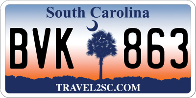 SC license plate BVK863