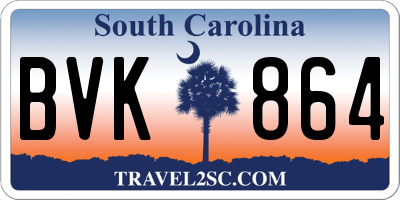 SC license plate BVK864