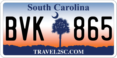 SC license plate BVK865