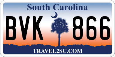 SC license plate BVK866