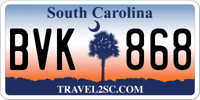SC license plate BVK868
