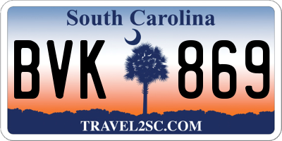 SC license plate BVK869