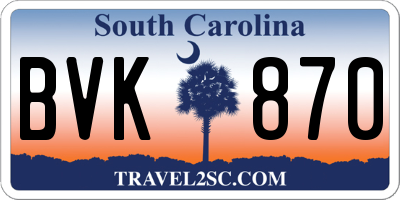 SC license plate BVK870