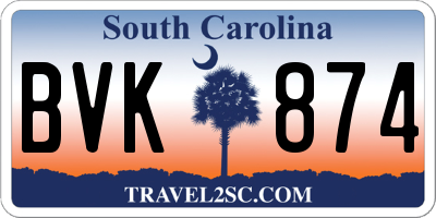 SC license plate BVK874