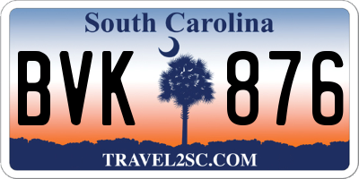 SC license plate BVK876