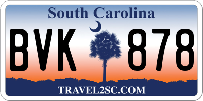 SC license plate BVK878