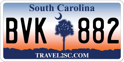 SC license plate BVK882