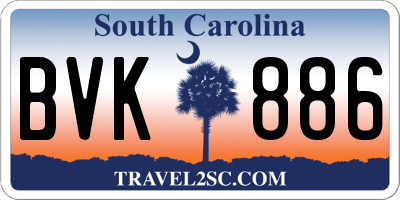 SC license plate BVK886