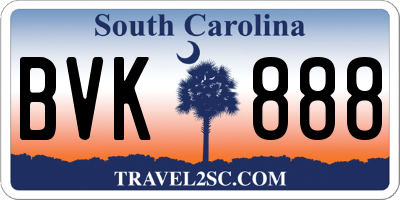 SC license plate BVK888