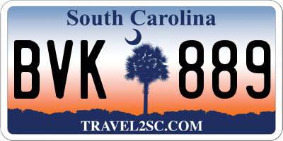 SC license plate BVK889