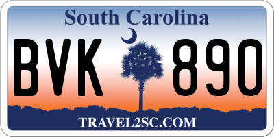 SC license plate BVK890