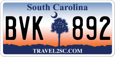 SC license plate BVK892