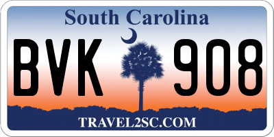 SC license plate BVK908