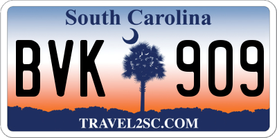 SC license plate BVK909