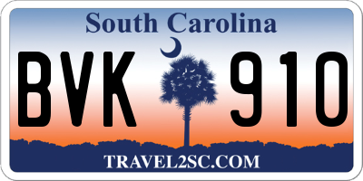 SC license plate BVK910